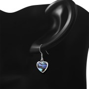 Abalone Shell Heart Silver Earrings, e314